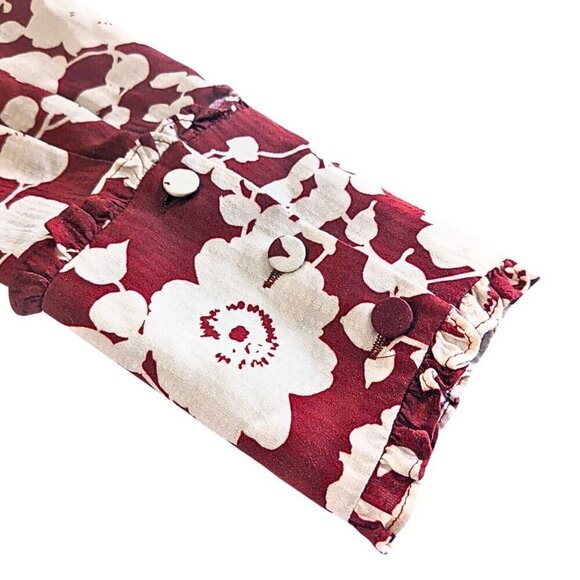 ALEXIS Ambrosia Red Floral-Print Long Sleeve Tie Neck Cottage Midi Dress Size L - Picture 5 of 8